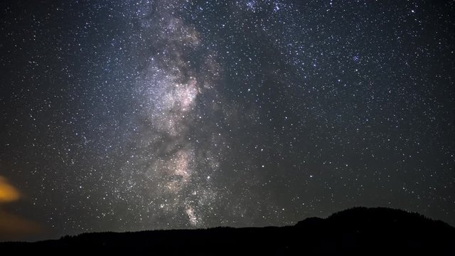 4K Time lapse film video movie Moving Timelapse of Milky Way over Night Sky in Canada, Alberta.