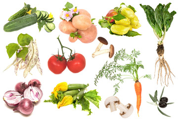 collection vegetables isolated on white background