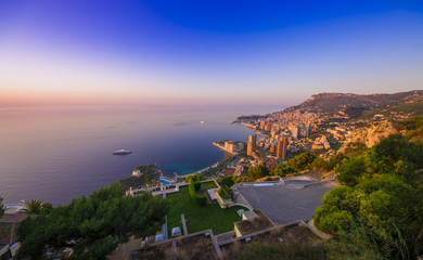 sunset or sunrise in Monte Carlo city, Monaco