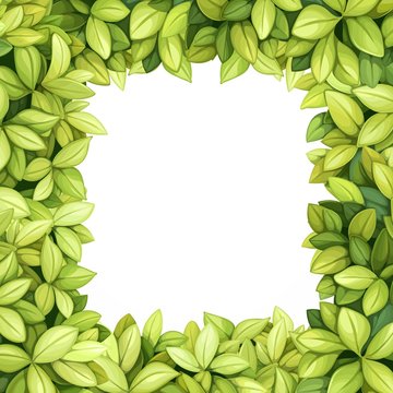 Green decorative frame from oblong leaves on white background