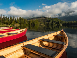 Mountain lake Strbske pleso in National Park High Tatra, Slovakia, Europe