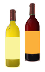 Bottles with wine. Vector illustration of bottles with red and white wine.