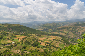 Fototapeta na wymiar Scenic landscape view in Albanian mountain in summer day.