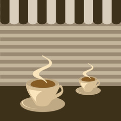 Ilustração de café com fundo castanho