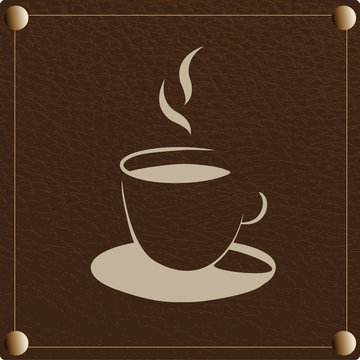 Ilustração de café com fundo castanho