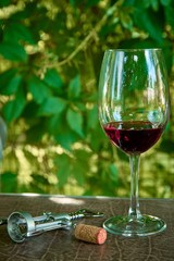 Wooden barrel of wine on the street near the vineyard