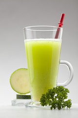 green smoothie on white background or fresh vegetable juice