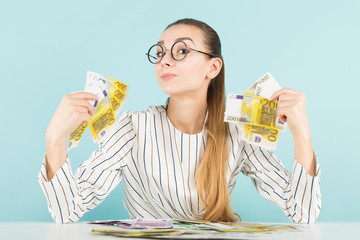 Attractive woman with cash