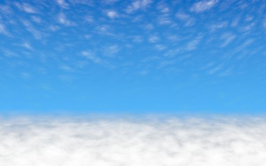 Fototapeta premium Blue sky background with white clouds. Cumulus white clouds in the clear blue sky in the morning. 3D illustration