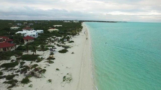 Parasailer in Turks and Caicos, aerial