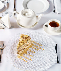 caramel cake in the restaurant