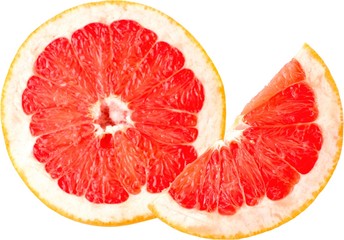 Fresh Grapefruit slices isolated over white background