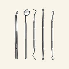 Dental instruments. Vector illustration. - obrazy, fototapety, plakaty