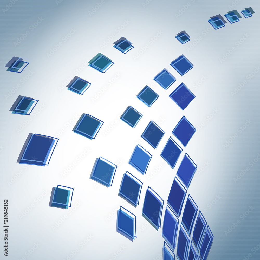 Poster Abstract pattern with blue sparse squares. Vector