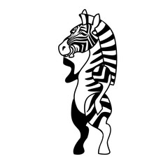 Vector image of a laughing Zebra standing on two legs