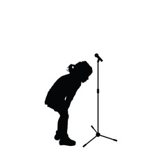 child cute silhouette with microphone illustration