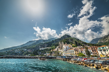 Sun shining over world famous Amalfi coast
