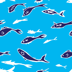 Vector background of flock of sea fish