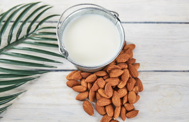 Almond milk close up