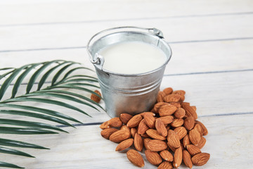 Almond milk close up