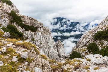 Velika Raduha mountain ridge cliff landscape.