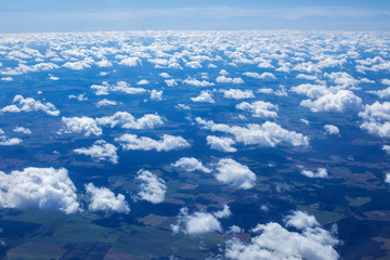 Naklejka premium A beautiful sky scape of sun set from an airplain view