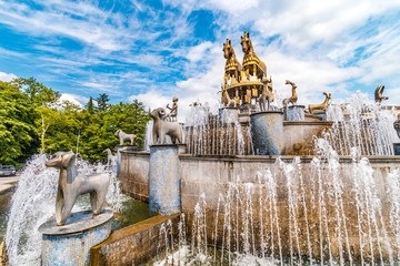 Kutaisi square fountain with horse sculpture, Kutaisi, Georgia