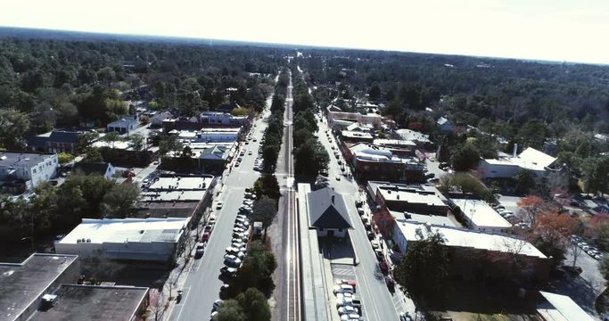 Aerial, rural town of Whispering Pines