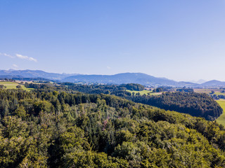 Aerial view of rural landscape in Switzerland