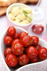 Light meal with cherry tomatoes and cheese