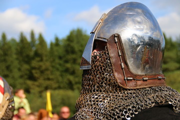 knight's helmet on knight