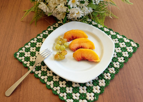 Fruit salad on handmade napkin