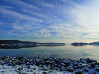 Bluesky and lake in Norway