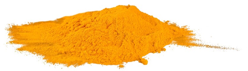 Ground Turmeric powder isolated on white
