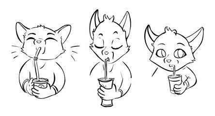 Three doodle brothers fox drink juice