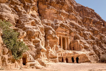 Ancient caves and catacombs in Little Petra, Jordan