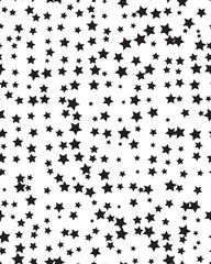 Seamless pattern with stars, vector black and white background