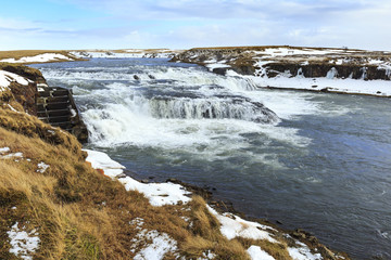 Ægissíðufoss waterfalls located near Hella at route 1, Iceland during Winter season.