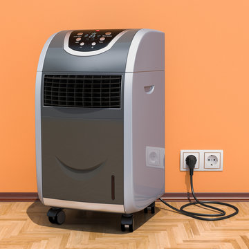 Portable Air Conditioner in interior, 3D rendering