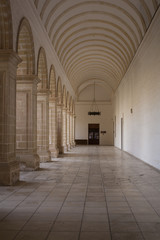 A covered passageway with arches