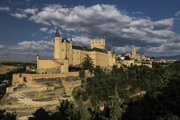 Segovia, Spain. Alcazar of Segovia, built on a rocky crag, built in 1120. Castilla y Leon.