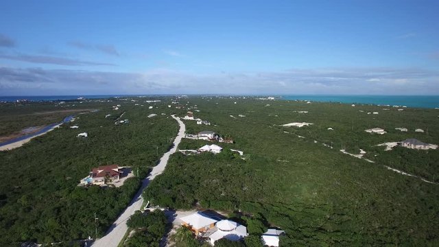Pan right, tropical landscape in Turks and Caicos