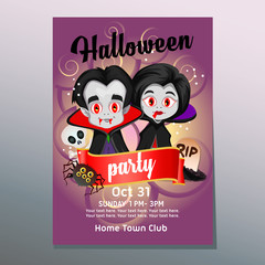 halloween party poster with dracula costume