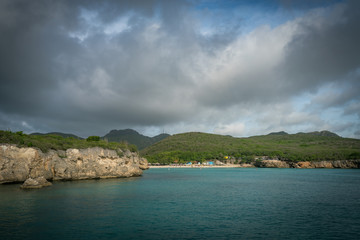 Fototapeta premium sailing around the west coast of Curacao Views in the caribbean