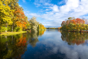 Golden Fall in Catherine park, Tsarskoe Selo (Pushkin), Saint Petersburg, Russia