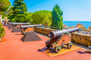 Cannons situated next to the Prince's Palace in Monaco