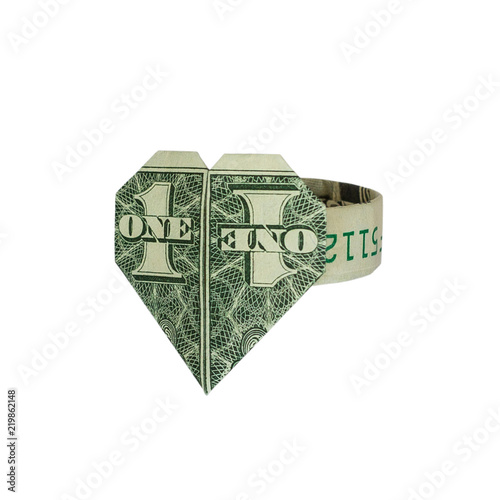 Money Origami Heart Ring Folded With Real One Dollar Bill