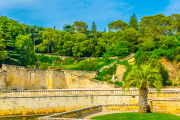 A beautiful fountain in the Jardin de la fontaine in Nimes France