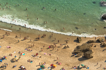 Atlantic coast, Nazare beach, Portugal, view from above.