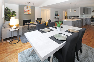 Modern interior design with open floor plan